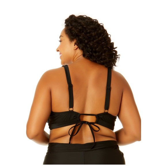 Nwt Women's swimsuit time and tru 1X Top Plunge Rich Black bottom’s XL floral - Picture 8 of 16